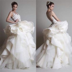 Projektant A-Line Suknie ślubne Sheer Neck 3D Floral Allorted Starple Bridal Stuns Siez pociąg ślubny suknia ślubna