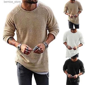 Men's Sweaters Men Casual Solid Color Sweater Knitwear O Neck Long Sleeve Shirt Pullover Top Q240530