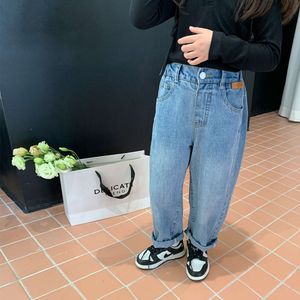 2024 Autumn Kids loose jeans Boys Girls fashion casual pants Children all-match denim Trousers 1-8Years