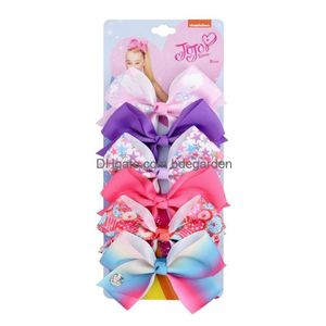 Hair Clips & Barrettes 6 Pcs/Set Siwa Bows Rainbow Printed Knot Ribbon Bow Or Girls With Bowknot Handmade Accessories Drop Delivery J Dhalg