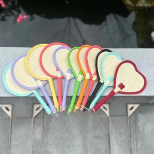 Decorative Figurines Flower Shaped Summer Handmade Fans DIY Home Decoration Fashion Straw Woven Cooling Banana Fan