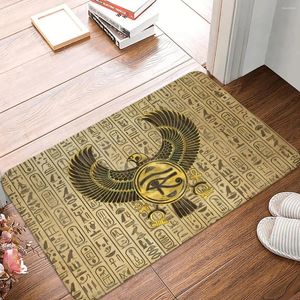 Carpets Egyptian Eye Of Horus Wadjet Gold And Wood Ancient Egypt Digital Art Non-Slip Carpet Doormat Bedroom Bathroom Mat Floor Rug