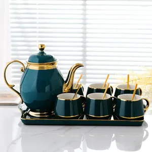 Teaware Sets European Porcelain Teapot And Cup Set With Saucer Spoon Tray Ceramic British Afternoon Tea Coffee Mugs For Home Cold Kettle