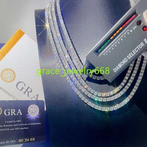 Tennis Halskette Armband Pass Diamond Tester aus Bling Moissanit Diamant Hip Hop Schmuck 925 Silbertenniskette