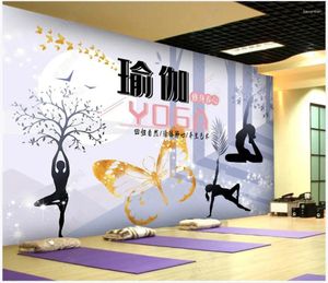 Bakgrundsbilder Anpassade PO Bakgrund för väggar 3 D Mural Light Luxury Butterfly Yoga Fitness Simple Tooling Bakgrund Väggpapper Dekoration