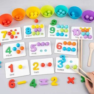 Math Counting Time Intelligence toys Montessori Mathatics Props Baby Digital Cognitive Pairing Puzz Igenious Ingenious Pearl Childrens Fine Action Toys WX5.29
