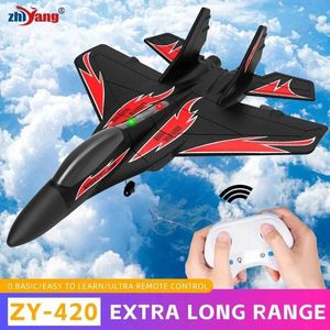 Electric/RC Aircraft ZY-420 RC aircraft 2.4G 2CH aircraft remote control flight model glider with LED lights EPP foam aircraft toys childrens gifts Q240529