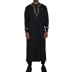 Etnik Giyim Ramazan Arapça İslami Erkek Çöp Müslüman Uzun Kollu Abaya Sıradan Gevşek Orta Doğu Giysileri Fas Kaftan Jubba Thobe