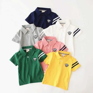 Polos Polos Summer Boys Polo Shirt Short sleeved Seven Cotton Childrens Clothing Fashion Girls Top Youth Sports Shirt WX5.29