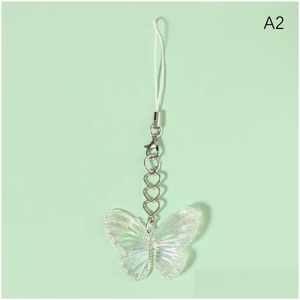 Keychains Lanyards Sweet Cool Colorf Butterfly Mobiltelefon Lanyard Cell Strap Keychain Väskor Pendant Decor Drop Delivery Fashion Acces Dhzki