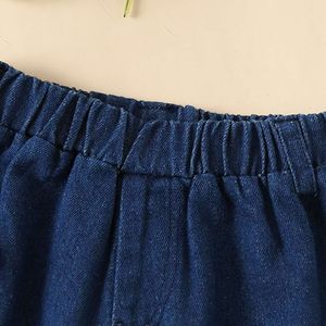 2-8歳の子供の女の子の夏の衣装ブルーフリルデニムカミソールズタンクトップロングジーンズワイドレッグパンツガールズ2PCS服セット