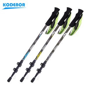 1 piece of 170g telescopic folding walking stick KODENOR hiking pole carbon fiber 3-section outer lock Alpstock climbing 240529