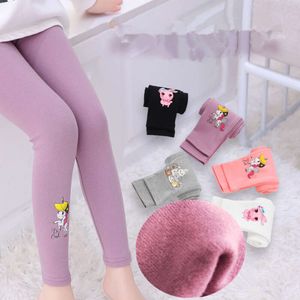 Nuovi bambini autunnali inverno ragazze che gambe cartone animato addensano i pantaloni caldi pantaloni gamberi in vita elastica per 2-12 anni L2405