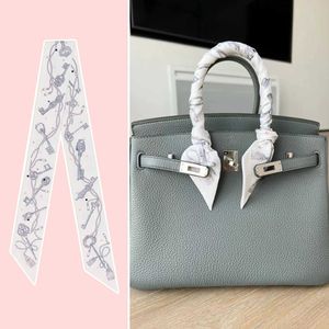 H Family Dot Key Bag Silk Scarf Female Summer Wrap Binding Bag Handle Ribbon Liten Long Scarf Hair Ribbon