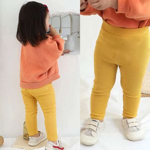 Spring Autumn Clothes Toddler Fashion Candy Color Kids Pants Rib Cotton Trousers Baby Girls Legings L2405