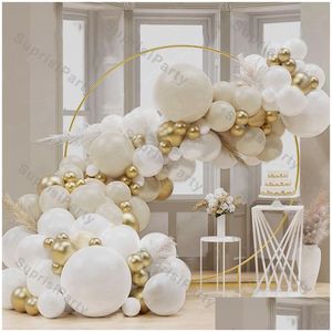 Andra evenemangsfestleveranser 103 st/set beige balloon garland kit sand vit krom guld latex globos bröllop dekoration födelsedag baby dhi2i