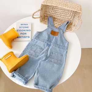 Cel Soft Washed Denim Kids 유아용 바지 소년과 여자 앞 주머니 1-7y L2405에 대한 단단한 팬츠 복장