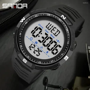 Нарученные часы Sanda Fashion Brand Brind Sport Watch Mens Clock Clock Digital The Brunewatch Обратные отсчеты часы на 50 м водонепроницаемые часовые браслеты