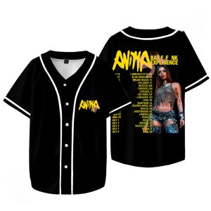 Anitta Baile Funk Experience Tour 2024 Short Sleeve T-shirt Baseball Jersey Streetwear Hip Hop Baseball Uniform Casual Tracksuit