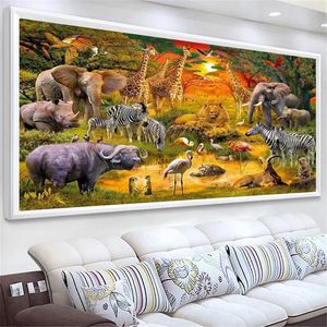 Stor 5D DIY Diamond Målning Ny 2024 Wild Animal Elk Peacock Giraffe Elephant Horse Zebra Diamond Embroidery Cross Stitch W597