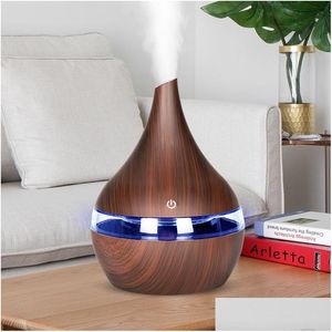 Umidificatori da 300 ml di aroma trasonico diffusore umidificatore chicla di legno mute fresca produttore di nebbia per la camera da letto per la camera da letto calare olio essenziale ottpt8