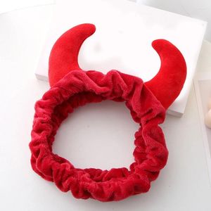 Party Supplies Plush Red Ox Horns Headband Makeup Shower Wash Face Sport Hair Band Dropship