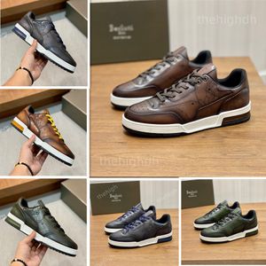 berluti sutra Handmade Leather Sneaker Shoes Top Quality Mens Casual Genuine Embroidery Classic Trainers Lover Sneakers With Box Top level version