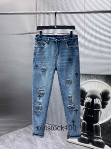 Chrme Heart High End Designer Jeans for Denim with Cross Hole Jeans 1：1のオリジナルラベル付き