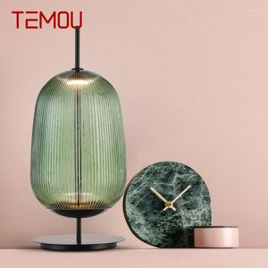 Tischlampen TEMOU zeitgenössische Glasschichtlampe Nordisch modische Wohnzimmer Schlafzimmer Persönlichkeit kreativer LED -Dekoration Schreibtisch Licht