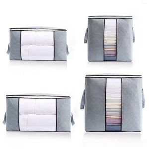 Storage Bags Behogar 4PCS Foldable Non-woven Fabric Holder Organizers Clear Window For Quilt Overcoat Pillows Blanket Clothes