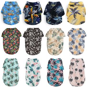 Summer Pet Dog Clothes Hawaiian Style Leaf Printed Beach Shirts For Puppy Liten Large Cat Chihuahua Costume Clothing 240530