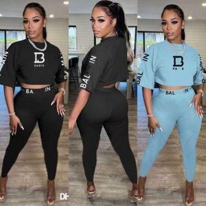 Women Tracksuits Two Pieces Set Designer 2024 New Letter Printing Tight Long Sleeved Pants Full Letter Sportwear 2 Colours