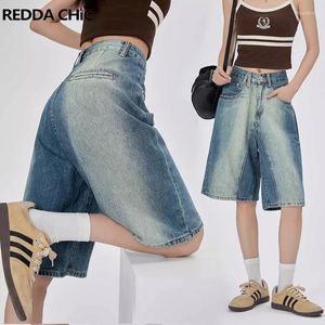 Jeans femininos Reddachic Wide Women Women Denim Shorts Vintage Y2K Lavagem High Rise High Straight Baggy Jorts Casual Summer Roupos