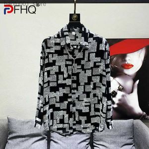 Men's Polos PFHQ Trend Print Pattern Original Niche Design Mens Casual Shirt Long sleeved High Quality Elegant Luxury Social 2023 Top Q240530