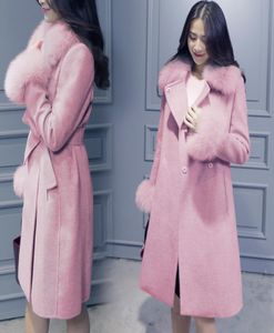 2019 New Women039s Coat wool Wool slimfit long cottonpadded woolen collar waisted woolen coat4879759