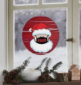 2121 cm Bellissimo adesivo natalizio Creative Cartoon Round Show Adesivi di vetro Finestra Xmas Babbo Natale Atmosfera adesivi VT17609473805