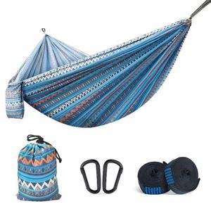 Hammocks 1 outdoor ultra light camping hammock travel and leisure portable 260x140cm umbrella fabric anti rolling swing H240530