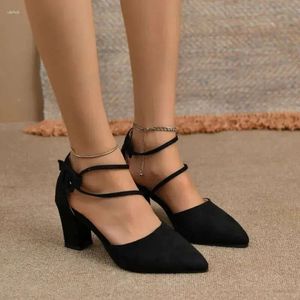 Toe Solid Women's 2024 Pointed Sandals Color Female Summer Thick with High-heeled Sexy Outdoors High Hee b98