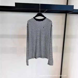 Men's T-shirts Classic Thin Striped Long Sleeved Round Neck Pullover T-shirt Loose Lazy, Versatile