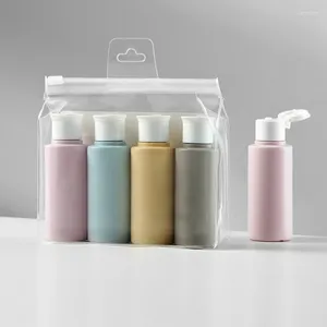 Sıvı Sabun Dispenser 4pcs/Set 60ml Taşınabilir PP Doldurulabilir Şişe Boş Seyahat Paket Pres Losyon Şampuanı Kozmetik Sıkıştırma Kapları