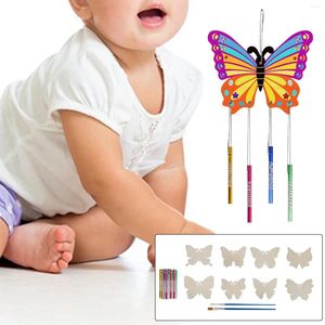 Decorative Figurines DIY Wind Chimes With Paintbrush Butterfly Paints Crafts For Garden Wall El