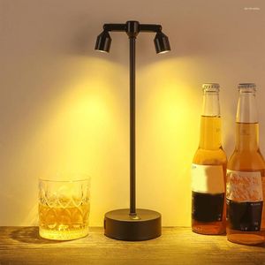 Tischlampen kreativer mehrköpfiger Nachtlicht Single Double Head 360 Drehung USB wiederaufladbar wasserdichtes Dimm für Bar Pub Room Dekor