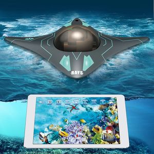 App WiFi realtidsöverföring RC Submarine med kamera sexvägs undervattenshd kamera fjärrkontroll fisk utomhusbarn leksak 240518