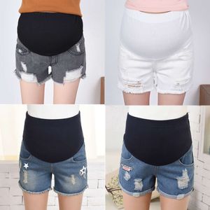 Шорты с горячими беременных с высокой талией эластичная беременность Джинсовые штаны Летние короткие джинсы для беременных женщин мода весенняя одежда L2405