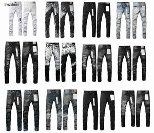 Gratis frakt designer lila märke jeans för män kvinnor byxor lila jeans sommarhål i hög kvalitet broderi lila jean denim byxor mens lila jeans24