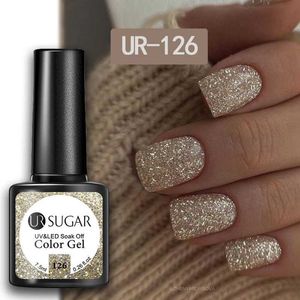 Nagellack ur socker 7.5 ml champagne silver reflekterande flash gel nagellack laser blixt blandad tvål nagelkonst uv led clearcoat d240530