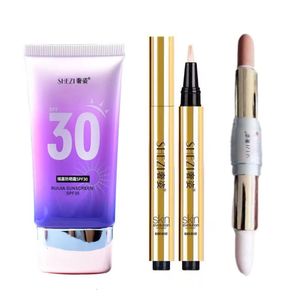 Shezi Facial Body Sunscreen Whitening SPF30 Concealer Highlight Base Makeup Set Sunscreen Kit 240530