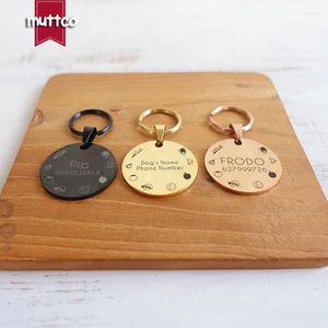 Dog Apparel Retailing Style Personalized Design Food Pattem Stainless Steel Round Tag Can Crave Name For Pet 3 Colours