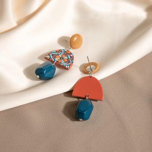 20pcs/lot American retro yellow blue color acrylic earrings irregular geometric personality long earrings baroque style jewelry
