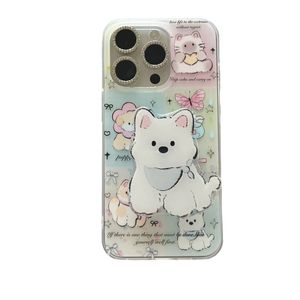 Splicing Flower Puppy West Highland New Suitable for iPhone 15 ProMax Apple